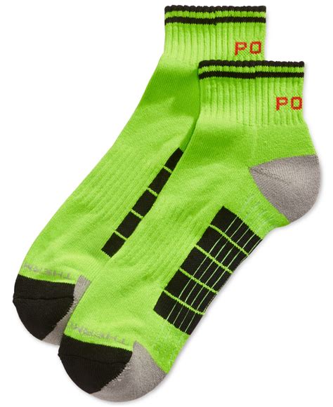 Polo Ralph Lauren Mens Neon Sports Quarter Socks In Green For Men Lyst