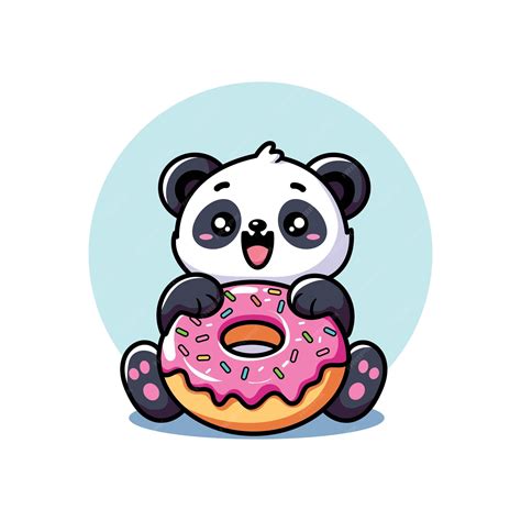 Premium Vector | Cute panda donut vector design illustration