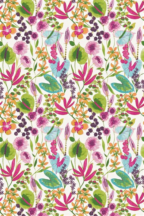 Nalina By Harlequin Flamingo Papaya Loganberry Fabric Wallpaper