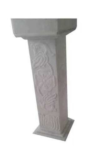 White Color Square Base Feet Marble Pillar For Railing At Best