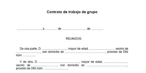 Ejemplo De Contrato De Grupo Contrato De Trabajo