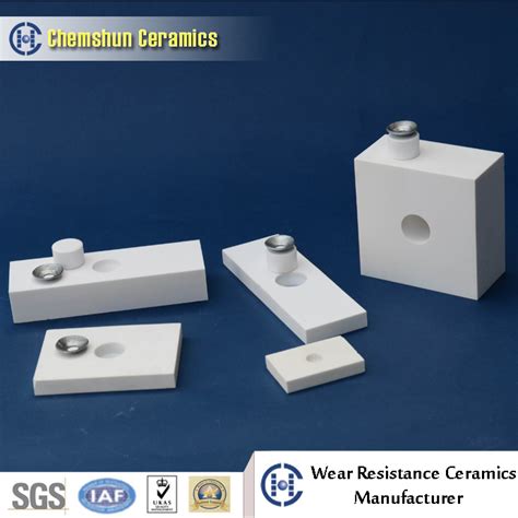 Alumina Ceramic Weldable Tile With Ceramic Plug And Steel Ferrule