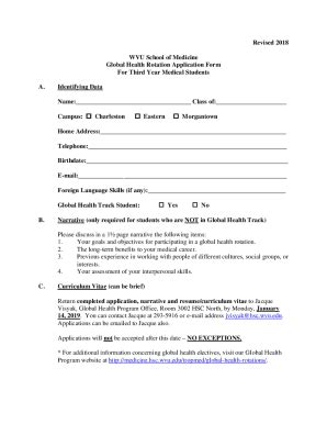 Fillable Online Medicine Hsc Wvu Global Health Rotation Application