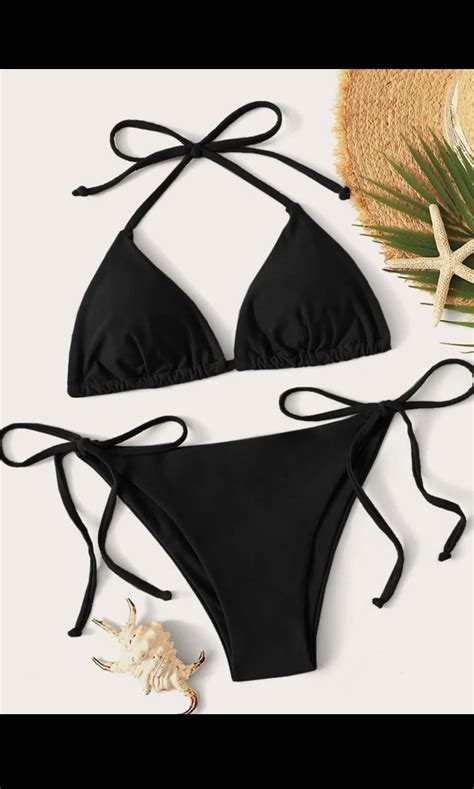 Halter Side Tie Bikini Swimsuit Triangle Women S Fashion Swimwear