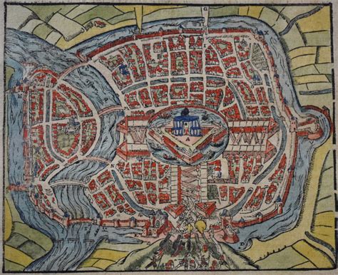 Plattegrond Beleg Van Haarlem Seb Munster Antieke Originele