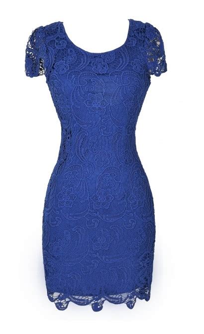 Blue Lace Dress Bright Blue Lace Dress Blue Lace Pencil Dress Blue