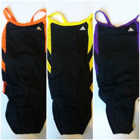 adidas Womens Swim Swimsuit Purple Orange Yellow Black 1 One Piece