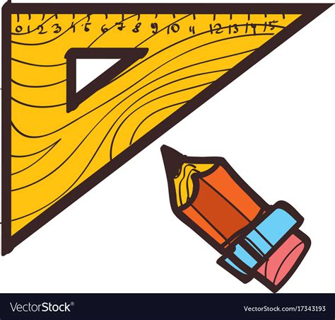 Triangular ruler and pencil drawing drawing tools Vector Image