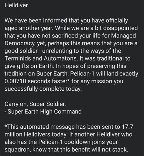 Birthday Message For My Friend Rhelldivers