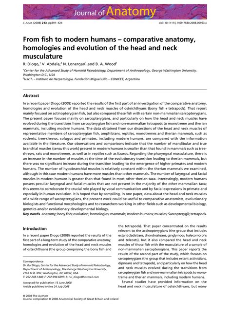 (PDF) From fish to modern humans - Comparative anatomy, homologies and evolution of the head and ...