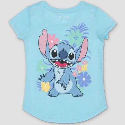 Girls Lilo Stitch Short Sleeve Graphic T Shirt Blue Xs Target