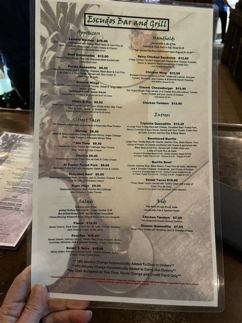 Menu At Escudos Restaurante Y Barra Orlando