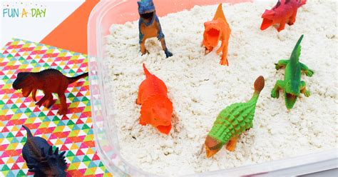 Simple Dinosaur Sensory Bin With Cloud Dough Fun A Day