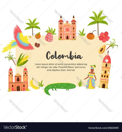 Tourist poster with famous destination colombia Vector Image