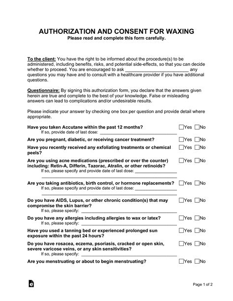 Free Esthetician Consent Form Template