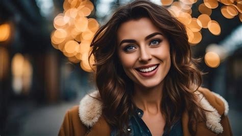 Premium Photo Portrait Of A Beautiful Young Woman With Radiant Smile