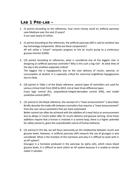 Lab Prelab Lab Pre Lab Points According To The References