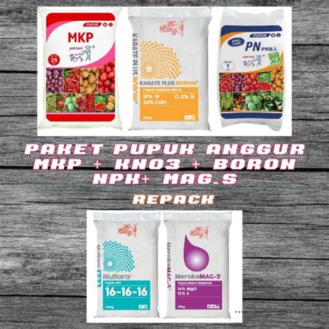 5 Paket Pupuk Anggur Kemasan Ekonomis Mkp Kno3 Boron Npk Magnesium