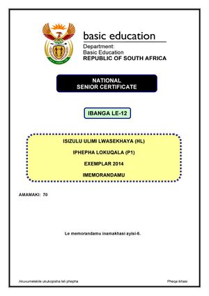 Tshivenda Hl P May June Memo Senior Certificate Examinations