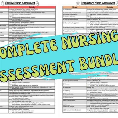 Head To Toe Assessment Cheat Sheet Etsy