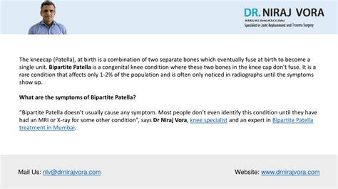 Ppt Bipartite Patella Symptoms Causes And Treatment Dr Niraj Vora Powerpoint Presentation