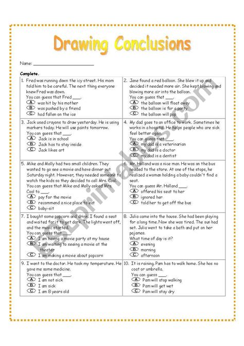 English worksheets: Drawing Conclusions