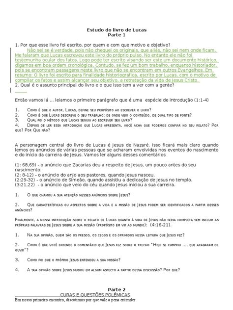 Estudo Sobre O Livro De Lucas - Estudo do Evangelho de Lucas: Propósitos e Temas | PDF | Evangelho de ...
