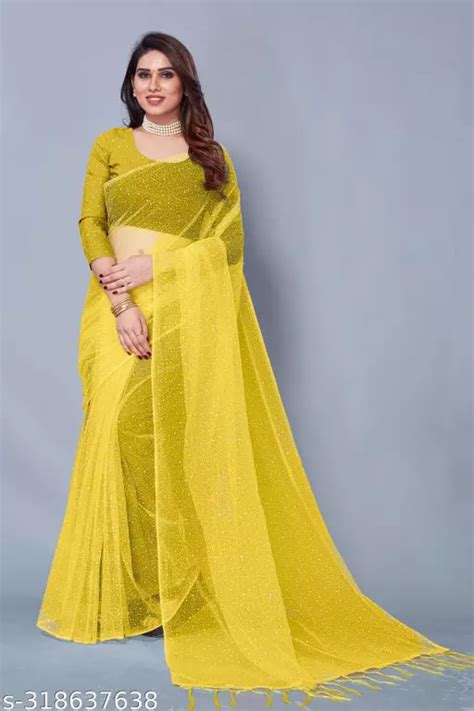 Net Saree With Blouse