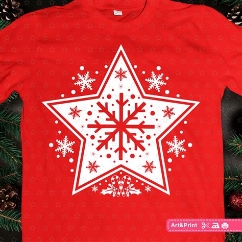 Christmas Star Svg For Cricut Star With Snowflakes Print For Etsy