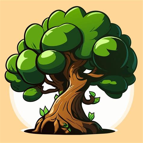 Dibujos animados aislados de árbol grande Vector Premium