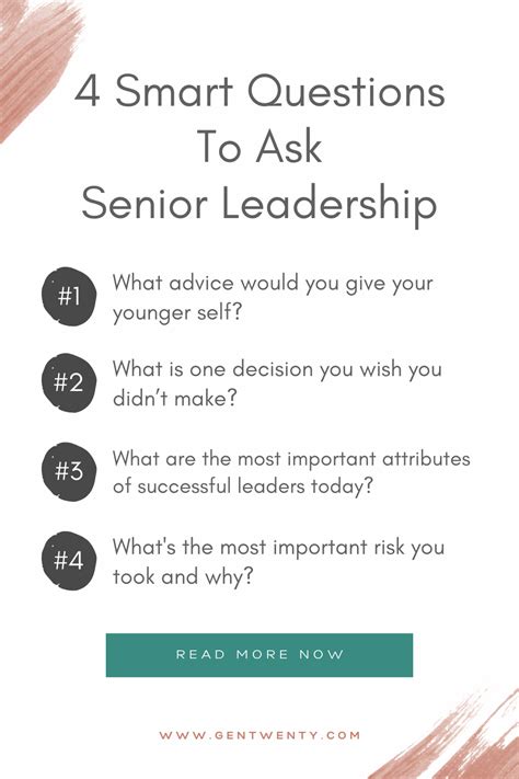 Useful Questions To Ask Senior Leaders For Growth Gentwenty