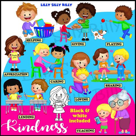 Kindness. Clipart, Black and White & COLOR, Small Commercial Use. - Etsy