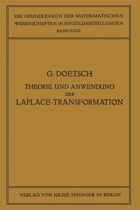 Theorie Und Anwendung Der Laplace Transformation Outros Livros