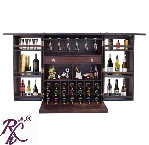 Solid Wood Glass Door Design Bar Cabinet - RAJ HANDICRAFT