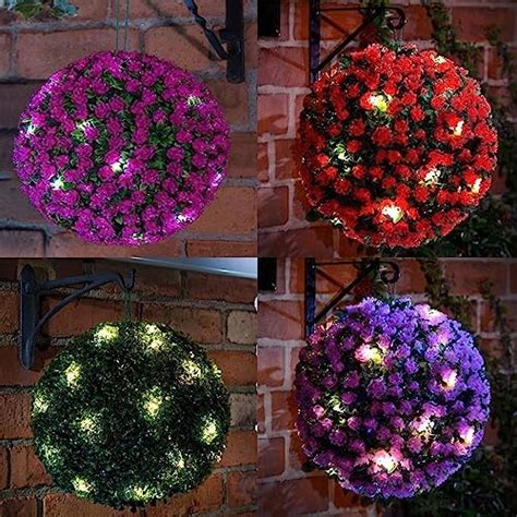 Solalite 28cm Green Topiary Balls With 20 Solar Led Lights Hanging