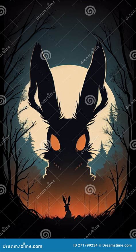 Bugs Bunny Silhouette With Full Moon Made With Generative Ai Stock