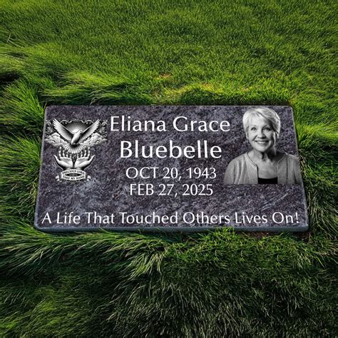 Bahama Blue Granite Headstone - With Premium Portrait Engraving