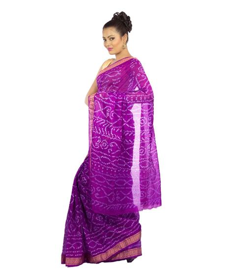 Jaipur Kurti Purple Art Silk Hand Dyed Bandhej Saree With Blouse Buy