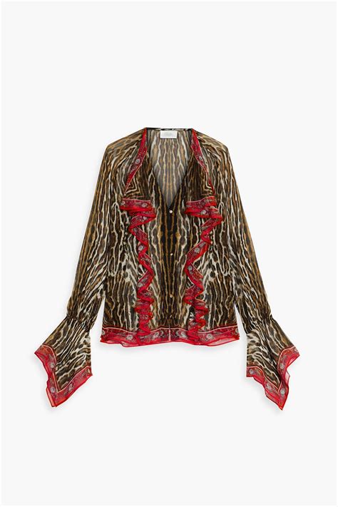 Camilla Ruffled Printed Silk Chiffon Blouse The Outnet