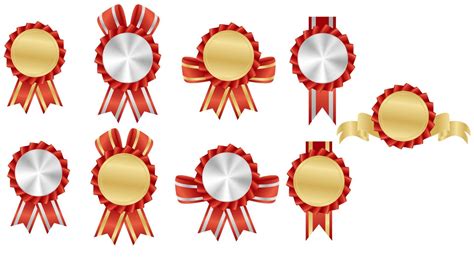 award gold coin and red ribbon 13431677 Vector Art at Vecteezy