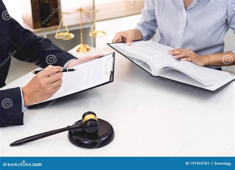 Professional Secretary Lawyer Working At His Office Signing Contract