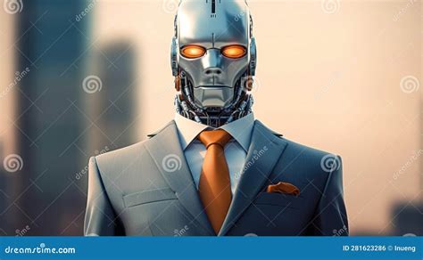 A Robot Wearing a Business Suit. Generative AI Stock Illustration - Illustration of idea, hand ...