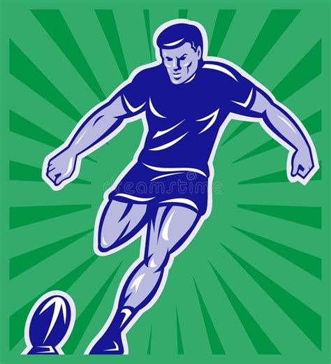 Rugby Player Kicking Ball Stock Illustration Illustration Of Rugby