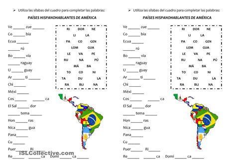 Los Paises Hispanohablantes Worksheets Answers