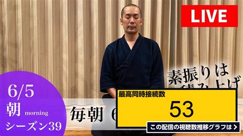 ライブ同時接続数グラフ『【65 朝630の部／素振りliveシーズン39】朝は20分で400本！ 』 Livechart