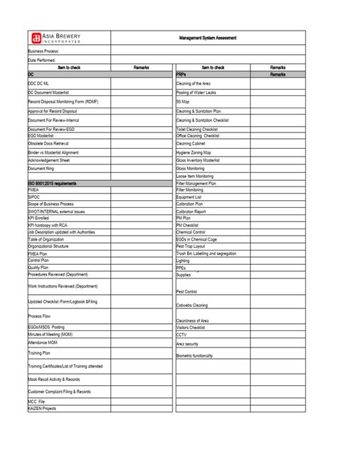 Checklist For Audit Guide | PDF