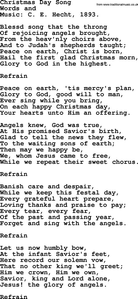 Christmas Hymns, Carols and Songs, title: Christmas Day Song - complete ...