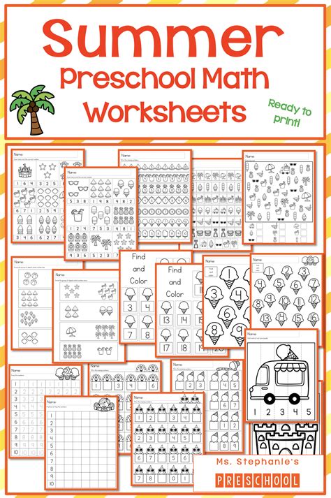 Summer Preschool Math Worksheets Preschool Math Preschool Math