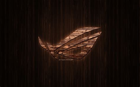 Download Wallpapers Rog Logo Wooden Logo Republic Of Gamers Asus Wooden Background Rog