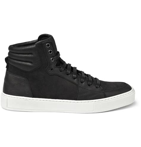 Saint Laurent Leather And Suede Mid Top Sneakers In Black For Men Lyst